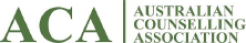 Green font ACA adjacent to Australian Counselling Assocation