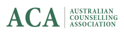 Green font ACA adjacent to Australian Counselling Assocation