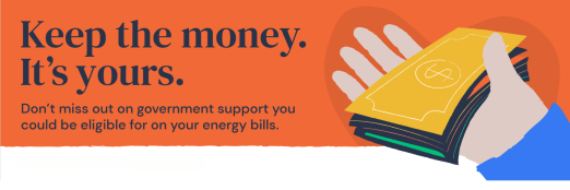 A graphic of a hand holding paper money with text: Keep the money. It's yours.