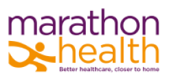 Logo for Marathon Health, with the subheading "Better Healthcare, Closer to Home"
