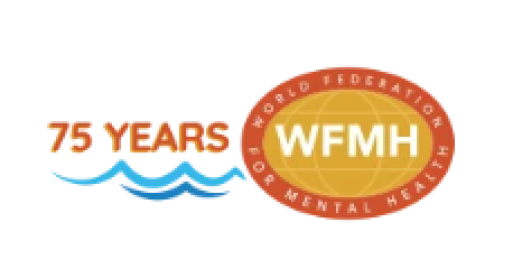 Orange and white text on blue graphics "75 Years" and "WFMH"